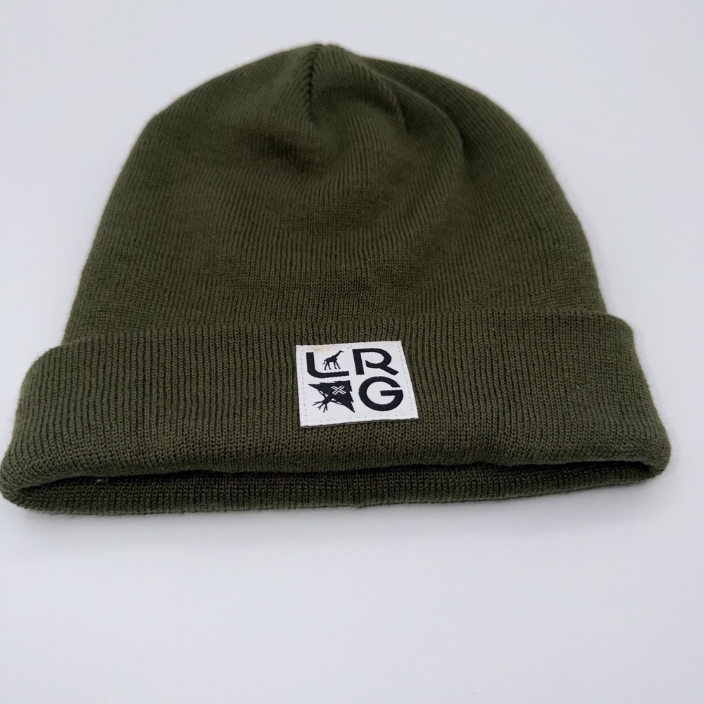 LRG Hat Cap Fitted Adult One Size Stacked Logo Beanie Dark Green Mens Y2K